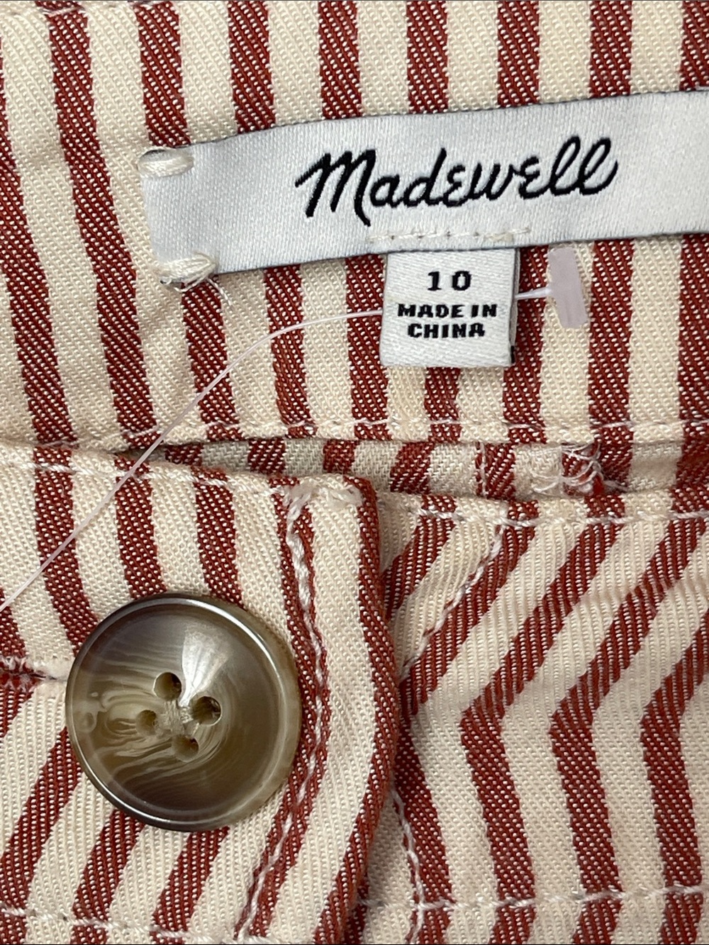 Madewell Patio Button-Front Striped Midi Skirt in Clay Stripe Size 10 - Picture 4 of 7